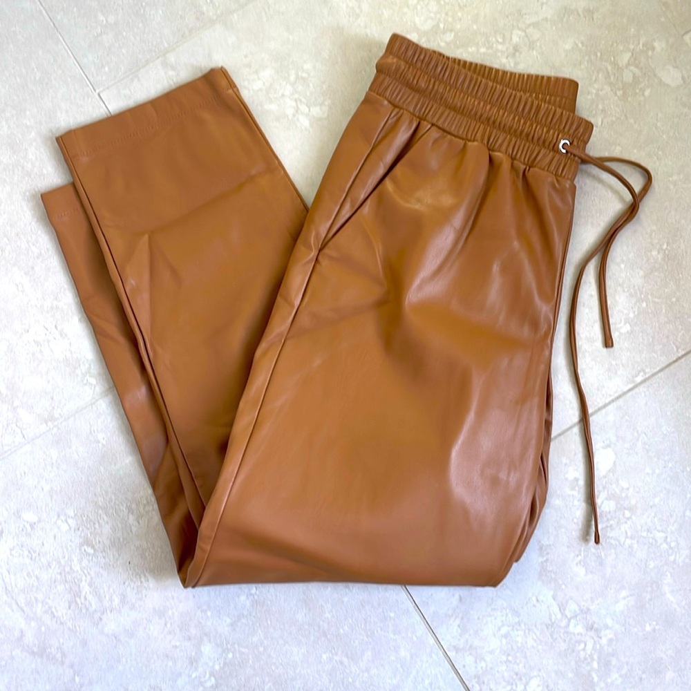 Faux leather jogger